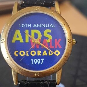 10/$20 Vintage Image  "10th Annual Aids Walk Goldtone Leather Promotional Unisex